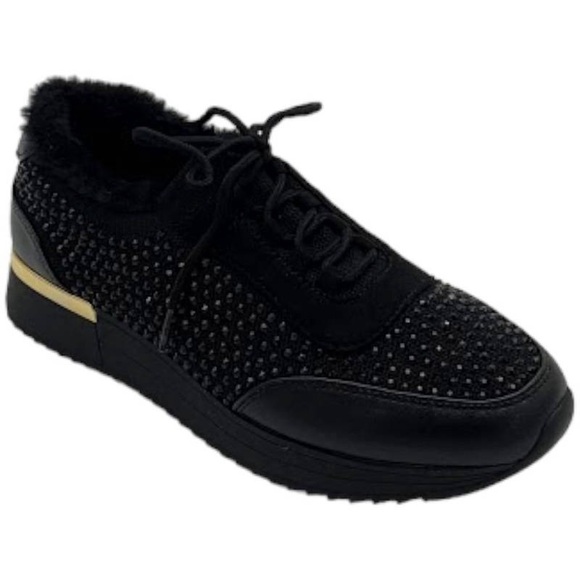 Kenneth Cole Reaction Cari Cozy Fur Lined Sneaker Size 7M Black Crystal - Picture 5 of 5